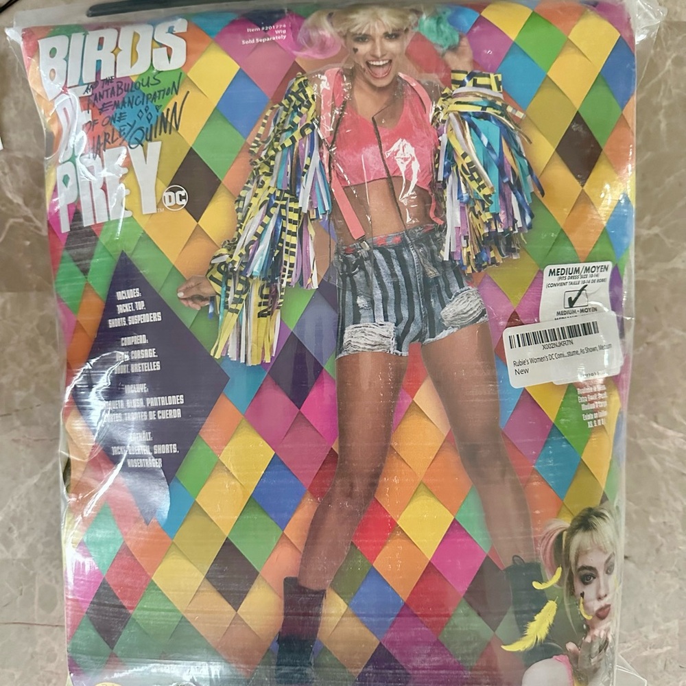 NIB Harley Quinn Birds of Prey jacket, overalls(M), shorts, top, & suspenders.